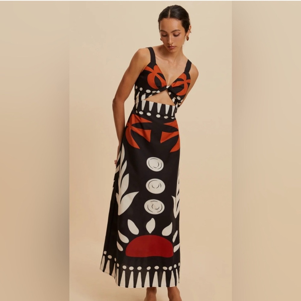 Commense Black, Rust & White Printed Maxi Dress - Picture 4 of 7